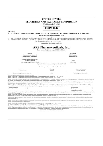 Thumbnail ARS Pharmaceuticals 10-K Annual Report 2023