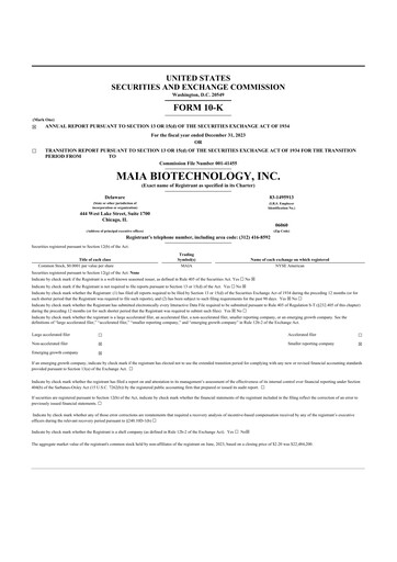 Thumbnail MAIA Biotechnology 10-K Annual Report 2023