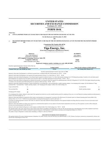 Thumbnail Tigo Energy 10-K Annual Report 2023