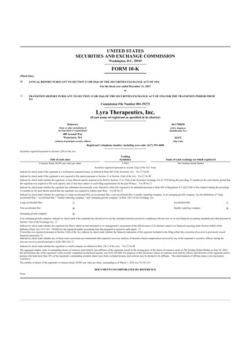 Thumbnail Lyra Therapeutics 10-K Annual Report 2023