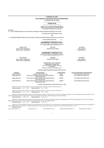 Thumbnail Sotherly Hotels 10-K Annual Report 