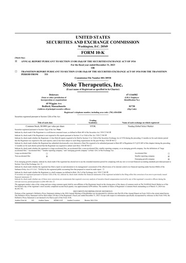 Thumbnail Stoke Therapeutics 10-K Annual Report 2023