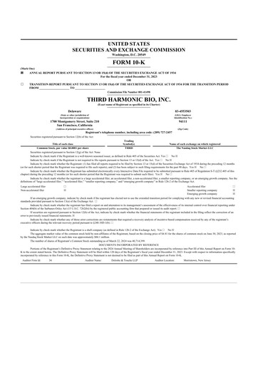 Thumbnail Third Harmonic Bio 10-K Annual Report 2023