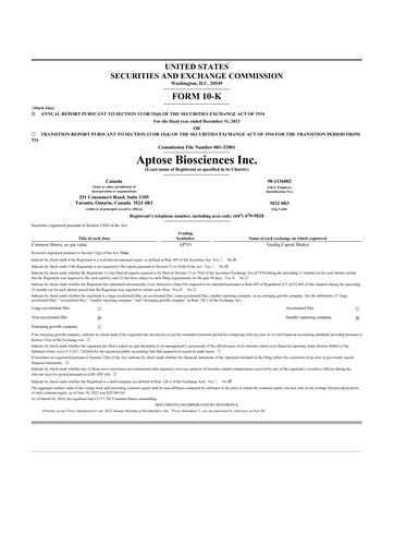 Thumbnail Aptose Biosciences 10-K Annual Report 2023