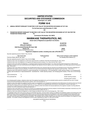 Thumbnail Inhibikase Therapeutics 10-K Annual Report 2023