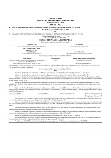 Thumbnail Mereo BioPharma Group 10-K Annual Report 2023