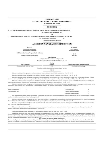 Thumbnail American Vanguard 10-K Annual Report 2023