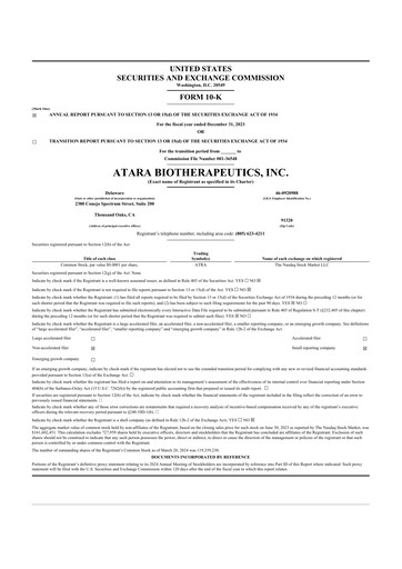 Thumbnail Atara Biotherapeutics 10-K Annual Report 2023