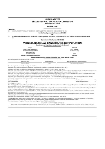 Thumbnail Virginia National Bankshares 10-K Annual Report 2023