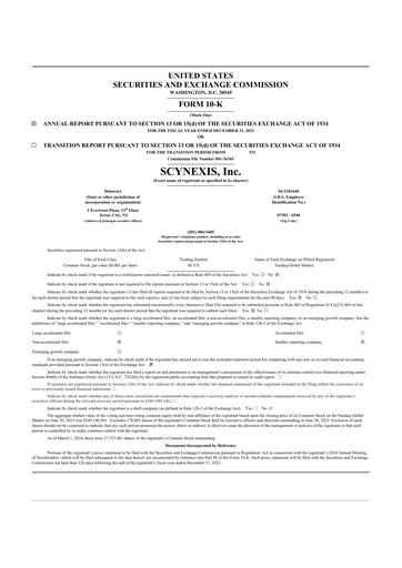 Thumbnail SCYNEXIS 10-K Annual Report 2023