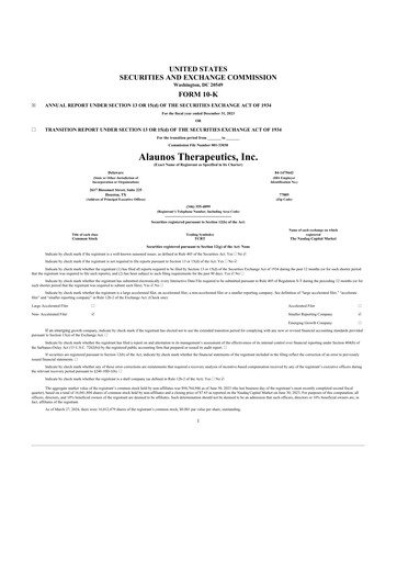 Vorschaubild Alaunos Therapeutics 10-K Jahresbericht 2023