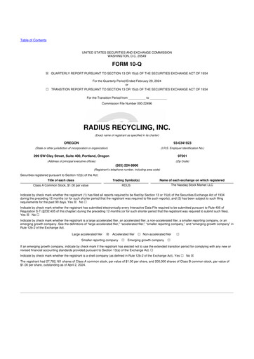 Thumbnail Radius Recycling 10-Q Quarterly Report FY2024 