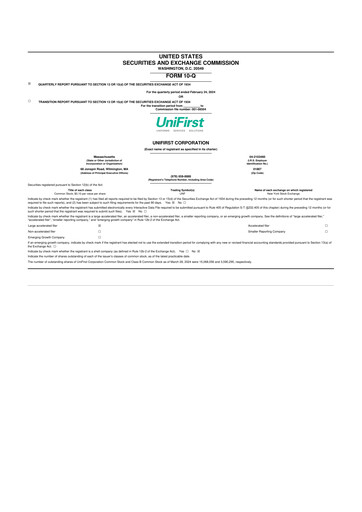 Thumbnail UniFirst 10-Q Quarterly Report FY2024 