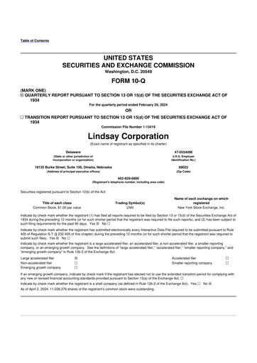 Thumbnail Lindsay Corporation
 10-Q Quarterly Report FY2024 