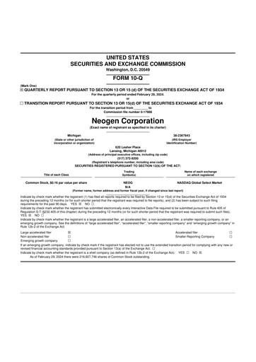 Vorschaubild Neogen 10-Q Quartalsbericht 2024 