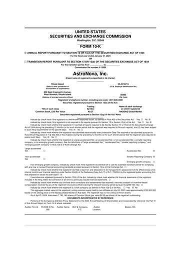 Miniature AstroNova, Inc. 10-K Rapport annuel 2024