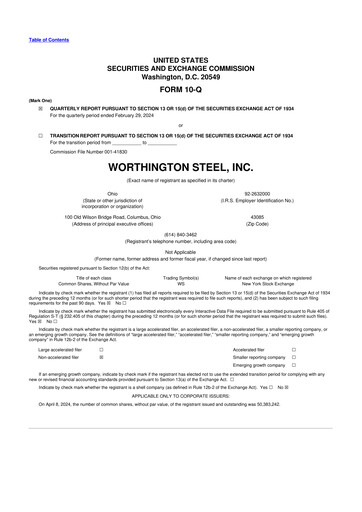 Vorschaubild Worthington Steel 10-Q Quartalsbericht 2024 