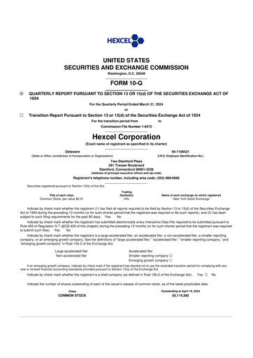 Thumbnail Hexcel
 10-Q Quarterly Report FY2024 