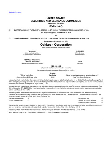 Thumbnail Oshkosh Corporation
 10-Q Quarterly Report FY2024 