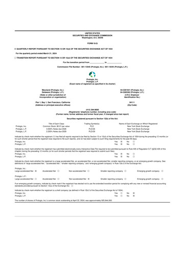 Thumbnail Prologis 10-Q Quarterly Report FY 