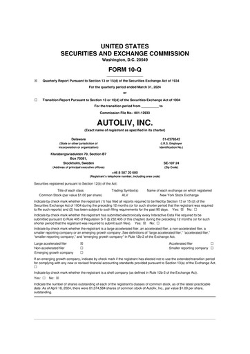 Vorschaubild Autoliv 10-Q Quartalsbericht 2024 