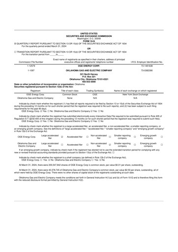 Vorschaubild OGE Energy
 10-Q Quartalsbericht 2024 
