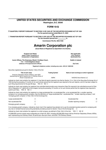 Thumbnail Amarin Corporation
 10-Q Quarterly Report FY2024 