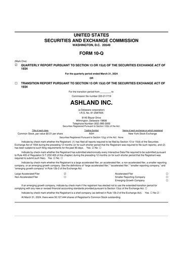 Thumbnail Ashland 10-Q Quarterly Report FY2024 