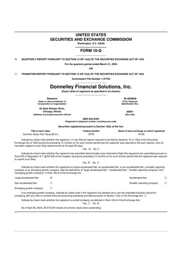 Vorschaubild Donnelley Financial Solutions
 10-Q Quartalsbericht 2024 