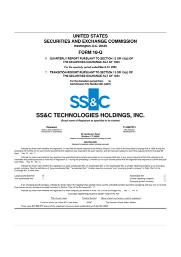 Thumbnail SS&C Technologies
 10-Q Quarterly Report FY2024 