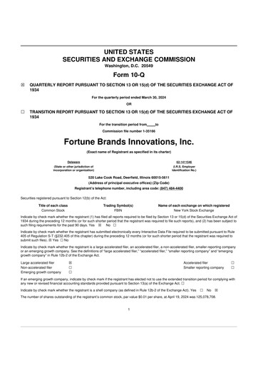 Thumbnail Fortune Brands Innovations 10-Q Quarterly Report FY2024 