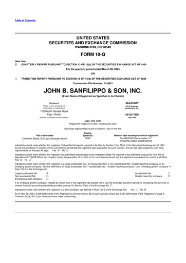 Thumbnail John B. Sanfilippo & Son 10-Q Quarterly Report FY2024 