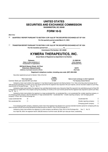 Thumbnail Kymera Therapeutics 10-Q Quarterly Report FY2024 