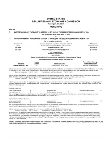 Thumbnail Dominion Energy 10-Q Quarterly Report FY 