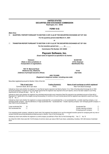 Miniature Paycom
 10-Q Rapport trimestriel 2024 