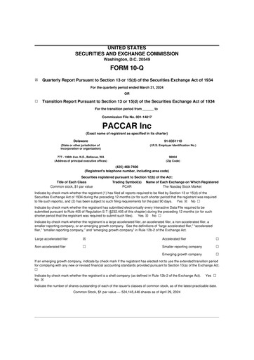 Vorschaubild Paccar 10-Q Quartalsbericht 2024 