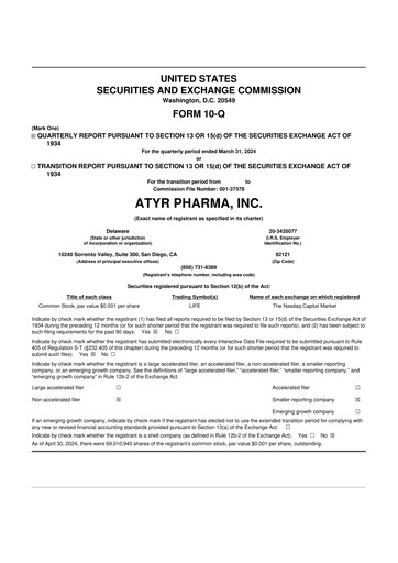 Thumbnail aTyr Pharma 10-Q Quarterly Report FY2024 