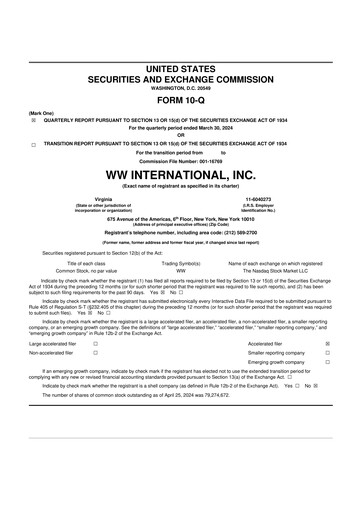 Thumbnail Weight Watchers 10-Q Quarterly Report FY2024 