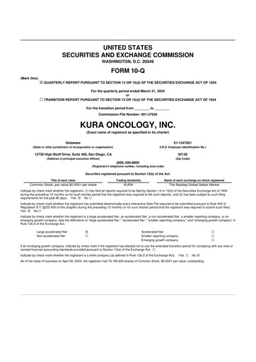 Thumbnail Kura Oncology
 10-Q Quarterly Report FY2024 