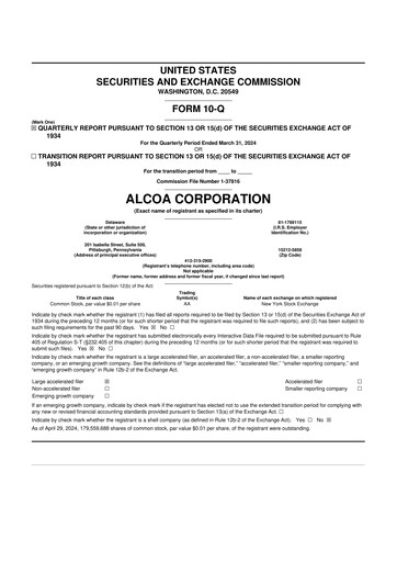 Miniature Alcoa 10-Q Rapport trimestriel 2024 