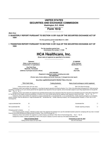 Thumbnail HCA Healthcare 10-Q Quarterly Report FY2024 
