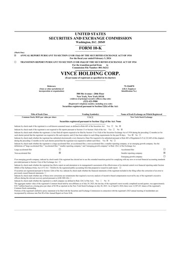 Thumbnail Vince Holding 10-K Annual Report 2023