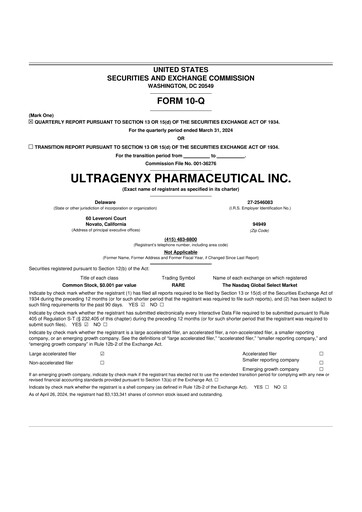 Thumbnail Ultragenyx Pharmaceutical 10-Q Quarterly Report FY2024 