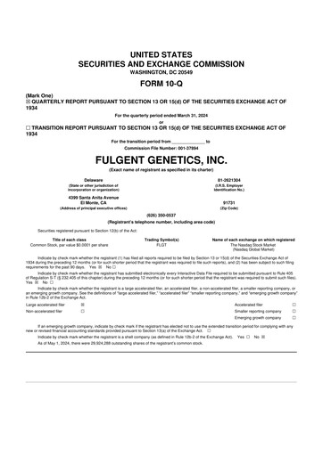 Thumbnail Fulgent Genetics
 10-Q Quarterly Report FY2024 