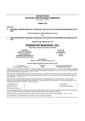 Vorschaubild Forrester Research
 10-Q Quartalsbericht 2024 