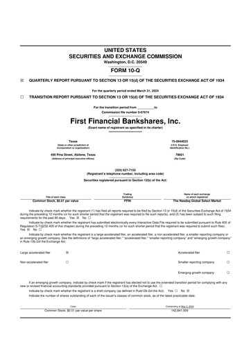 Vorschaubild First Financial Bankshares 10-Q Quartalsbericht 2024 