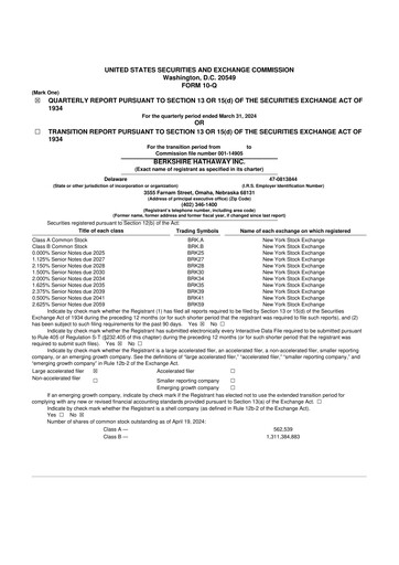 Vorschaubild Berkshire Hathaway  10-Q Quartalsbericht 2024 