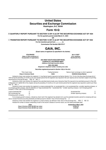 Thumbnail Gaia 10-Q Quarterly Report FY2024 