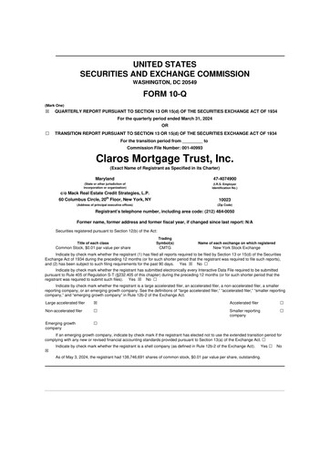 Thumbnail Claros Mortgage Trust 10-Q Quarterly Report FY2024 