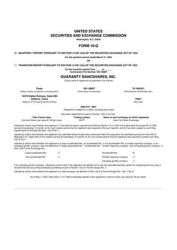 Thumbnail Guaranty Bancshares 10-Q Quarterly Report FY2024 